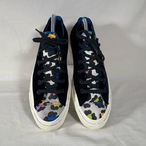 Converse CTAS 70 Black Velvet/Cheetah Print Canvas OX Low Sneakers W's Size 10
